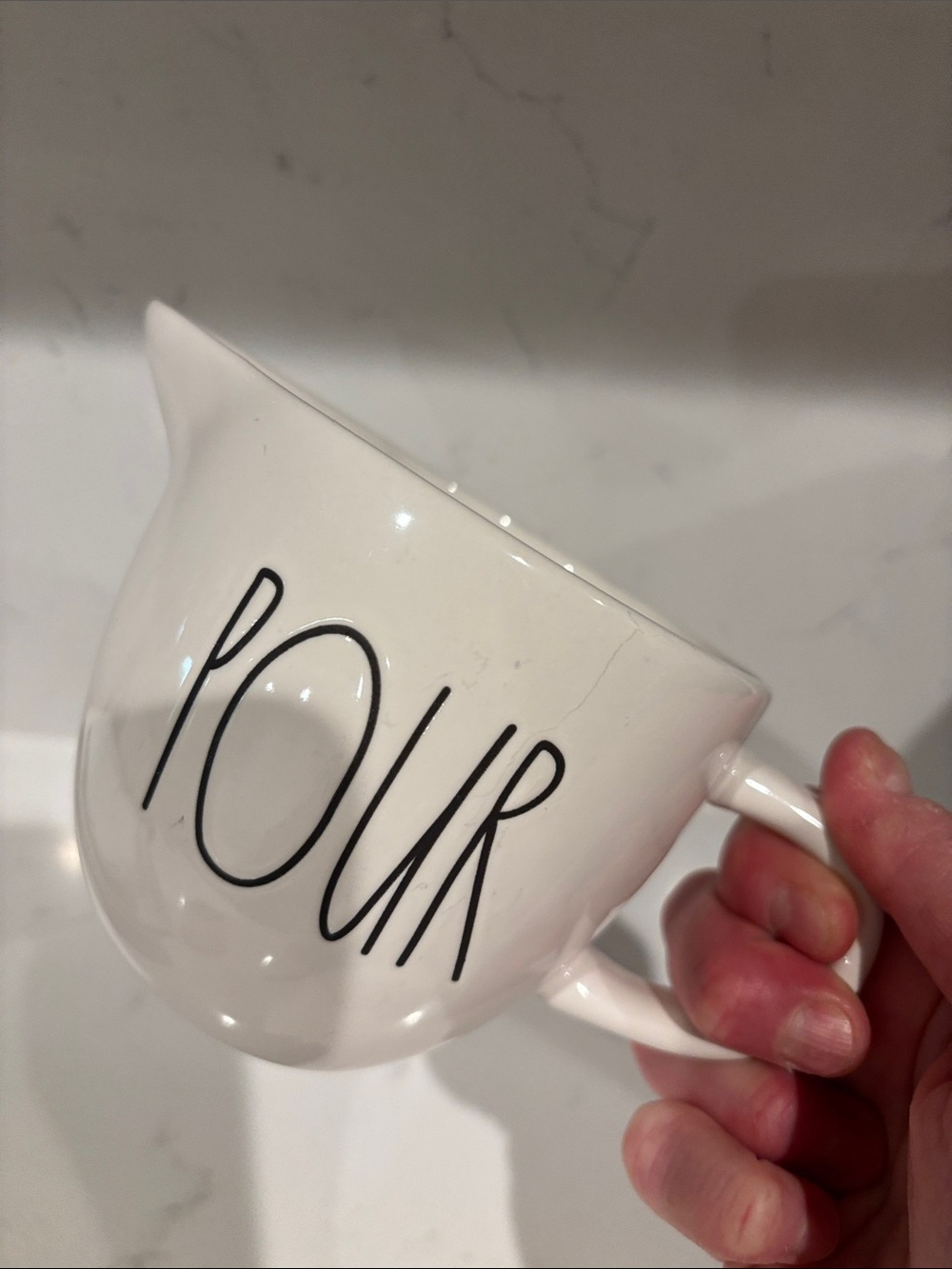 Rae Dunn Cream Ceramic 'POUR' Pitcher with Black Lettering